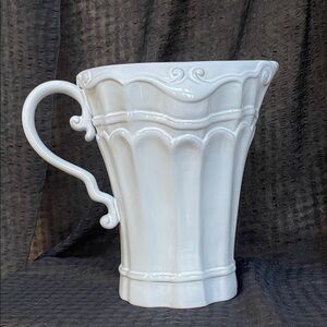 🌹Vintage French County RGD POTTERY Elegant White Ceramic Pitcher or Vase